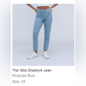 Everlane The 90s Cheeky Jean in pinstripe blue size 33